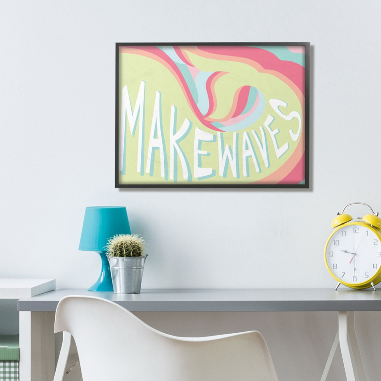The Kids Room by Stupell Make Waves Groovy Mermaid Typography Framed Giclee Texturized Art, 11 x 1.5 x 14