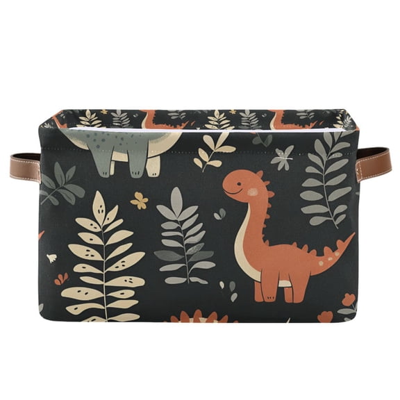 Yayeee Canvas Storage Basket with Handles for Shelves Fabric Bins Closet Organizer, Gray Dinosaur