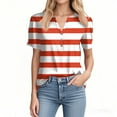 thumbnail image 3 of NAMTYQX Cute Summer Tops for Women Button V Neck Short Sleeve Lounge Womens Graphic T Shirts Saffron Size 3XL, 3 of 5
