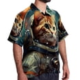 thumbnail image 2 of Retro Cat Men's Short Sleeve Hawaiian Print Button Down Beach Shirt, 2 of 6