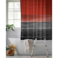 thumbnail image 2 of Split Shower Curtain for Transfer Bench, Red Gray Black Fabric Shower Curtains for Bathroom, Vintage Country Gradient Wooden Grain Tub Sliding Transfer Bench Waterproof Bath Curtains 72"x78", 2 of 9