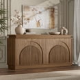 thumbnail image 2 of BFJDM 65.7 inch Sideboard Buffet Cabinet with LED Lights, 4 Arched Fluted Doors, Adjustable Shelves, Storage Credenza TV Stand, Walnut, 2 of 7