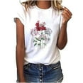 thumbnail image 2 of LEBONYARD Womens Tops Dressy Casual,Tops for Women Dressy Casual clearance,Women's Fashion Floral Plant Print Female Round Neck Loose T-shirt White S, 2 of 9