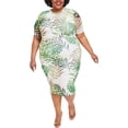 thumbnail image 1 of Nina Parker Robe Midi en Maille Tendance pour Femmes, Verte, Grande Taille, 2X, 1 of 1