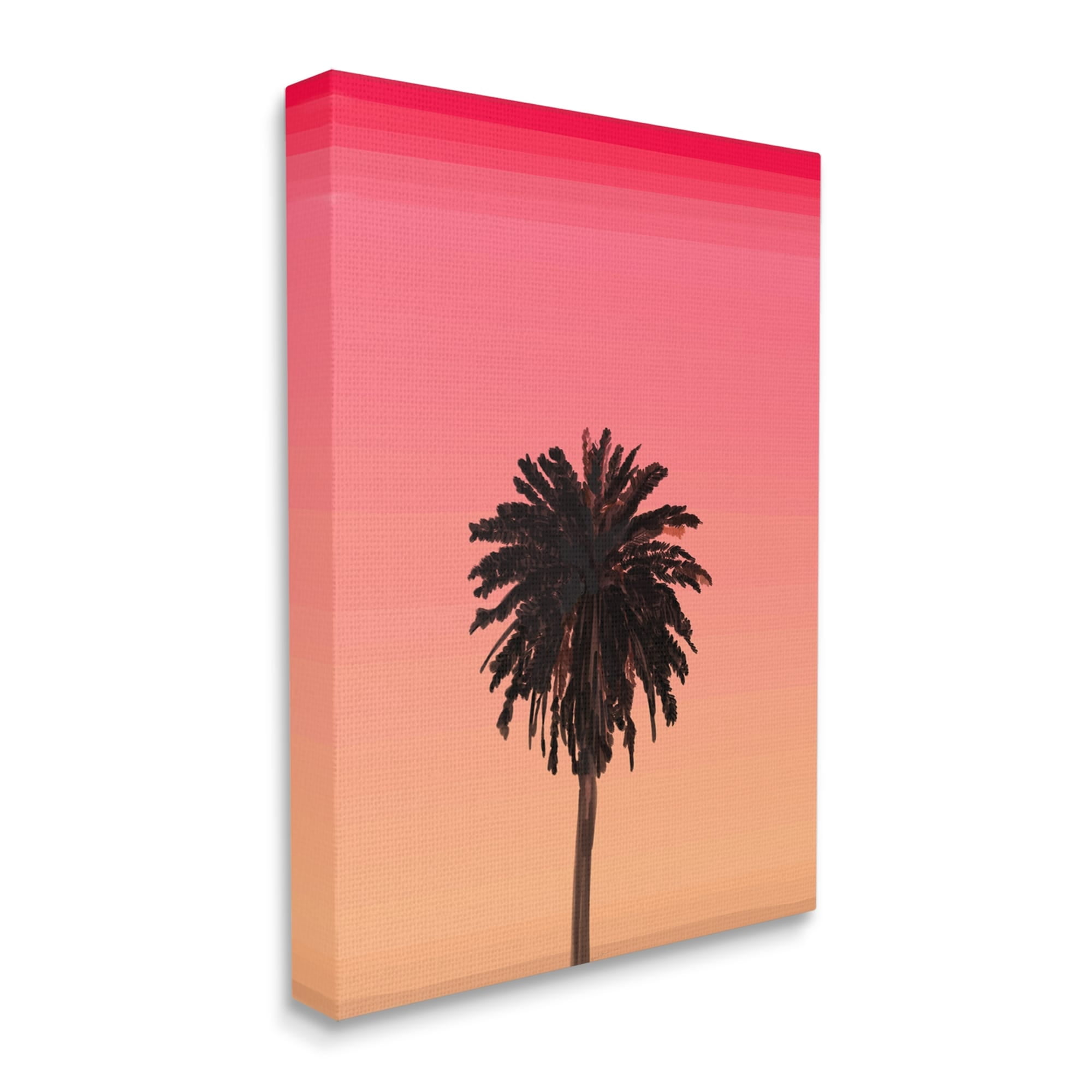 Stupell Industries Vivid Red Sky Palm Tree Silhouette Coastal Painting Gallery Wrapped Canvas Print Wall Art