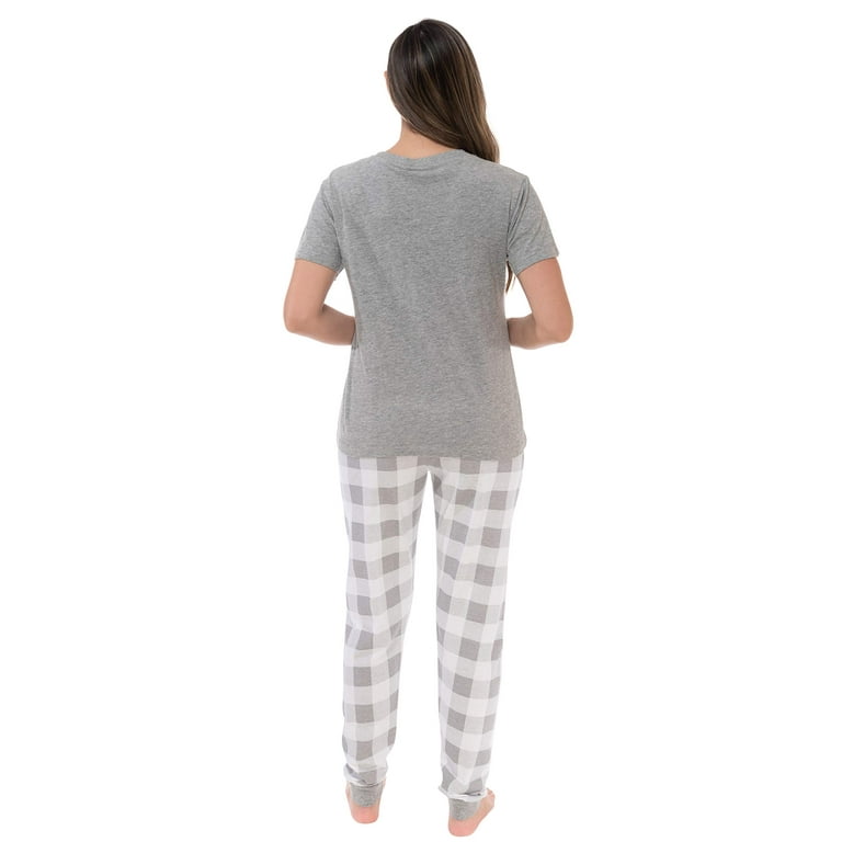 Just Love Women s 100 Cotton Short Sleeve Pajama Sets in Tie Dye Print Buffalo Plaid Grey White Small Walmart