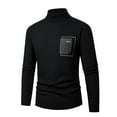 thumbnail image 2 of QTBIUQ Sweater Men Solid Long Sleeve Pullover Turtleneck Knit Sweater Fleece Sweater Black, 2 of 5
