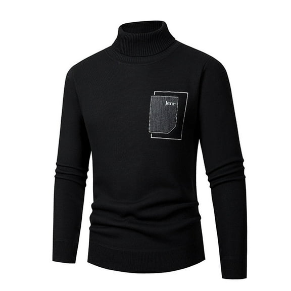 M-4X Plus Size Turtleneck Sweaters for Men Long Sleeve Big & Tall Sweatshirts Fleece Lined Stretchy Slim Pullover Solid Basic Thermal Warm Sweater