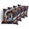 thumbnail image 5 of Ambesonne Cat Throw Pillow Cover 4 Pack, Toasting Kitty Couple Moon Star, 18", Indigo and Scarlet, 5 of 7
