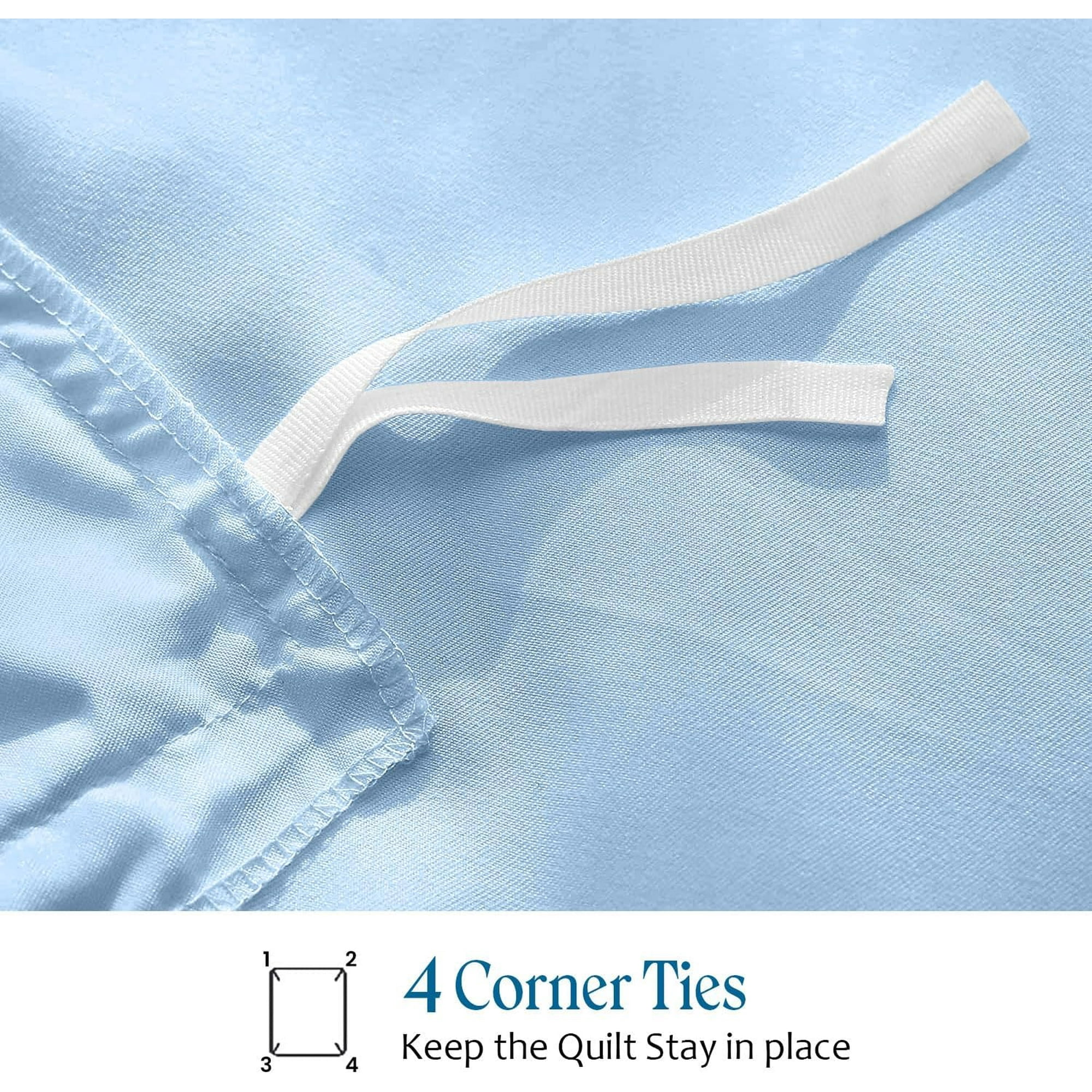 Premium Pima Cotton 3-Piece Duvet Cover Set – 1000 Thread Count Luxury Bedding, Oversized Queen 92" x 98" - Light Blue