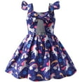 thumbnail image 2 of Little Girls Dresses Unicorn Casual Ruffled Sleeve Swing Summer Pony Rainbow Dress Toddler Birthday Party Sundress 3-4 Years, 2 of 5