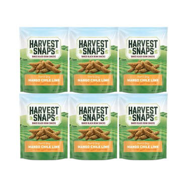 Harvest Snaps Veggie Chips, Mango Chile Lime, Healthy Snack, Gluten-Free, Baked, Crunchy Veggie Crisps, Low-Calorie, Protein-Packed, Non-GMO, Perfect for On-the-Go, 6-Pack Family Size