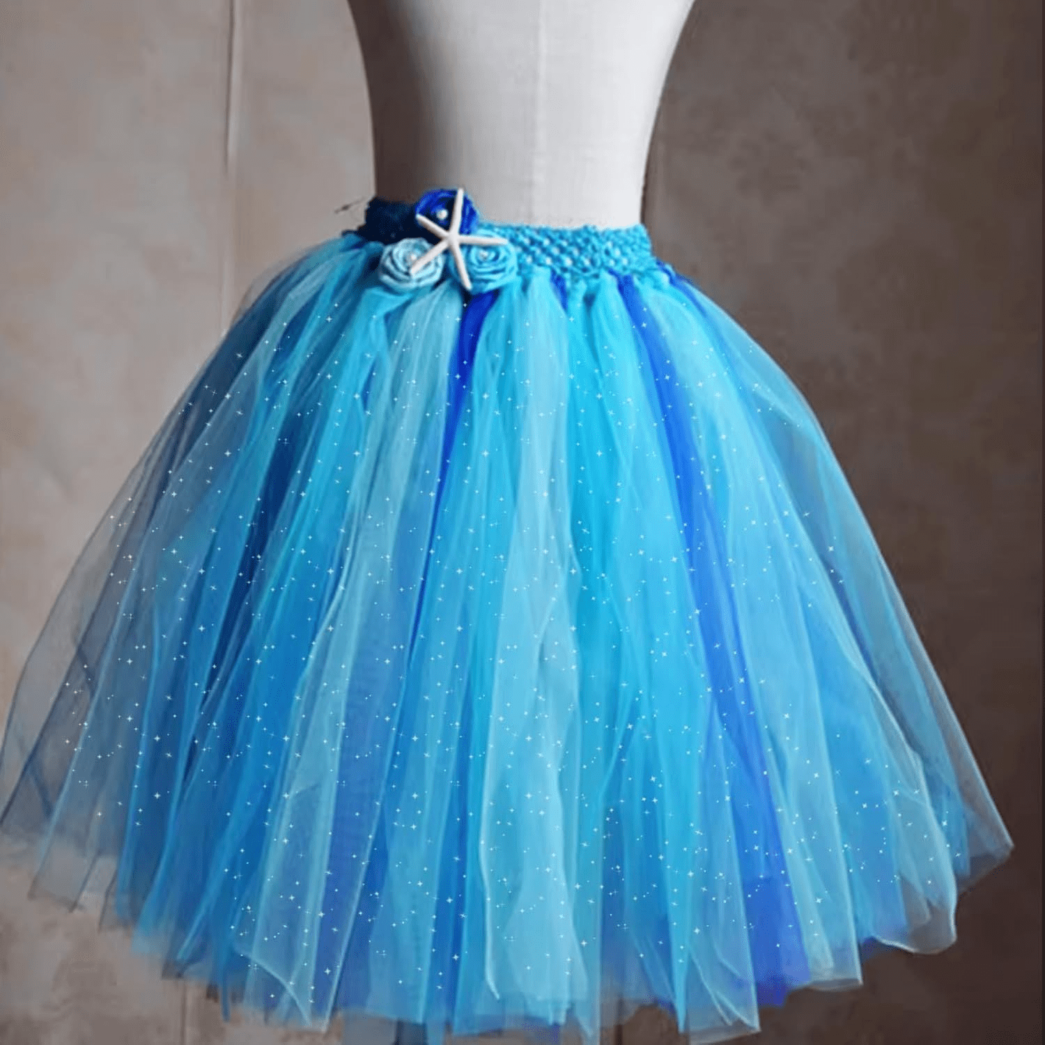 (2 pack) 3 Yard Cut Glitter Tulle Fabric, Lapis, 54" Wide for Apparel & Crafting, by Fuzhou