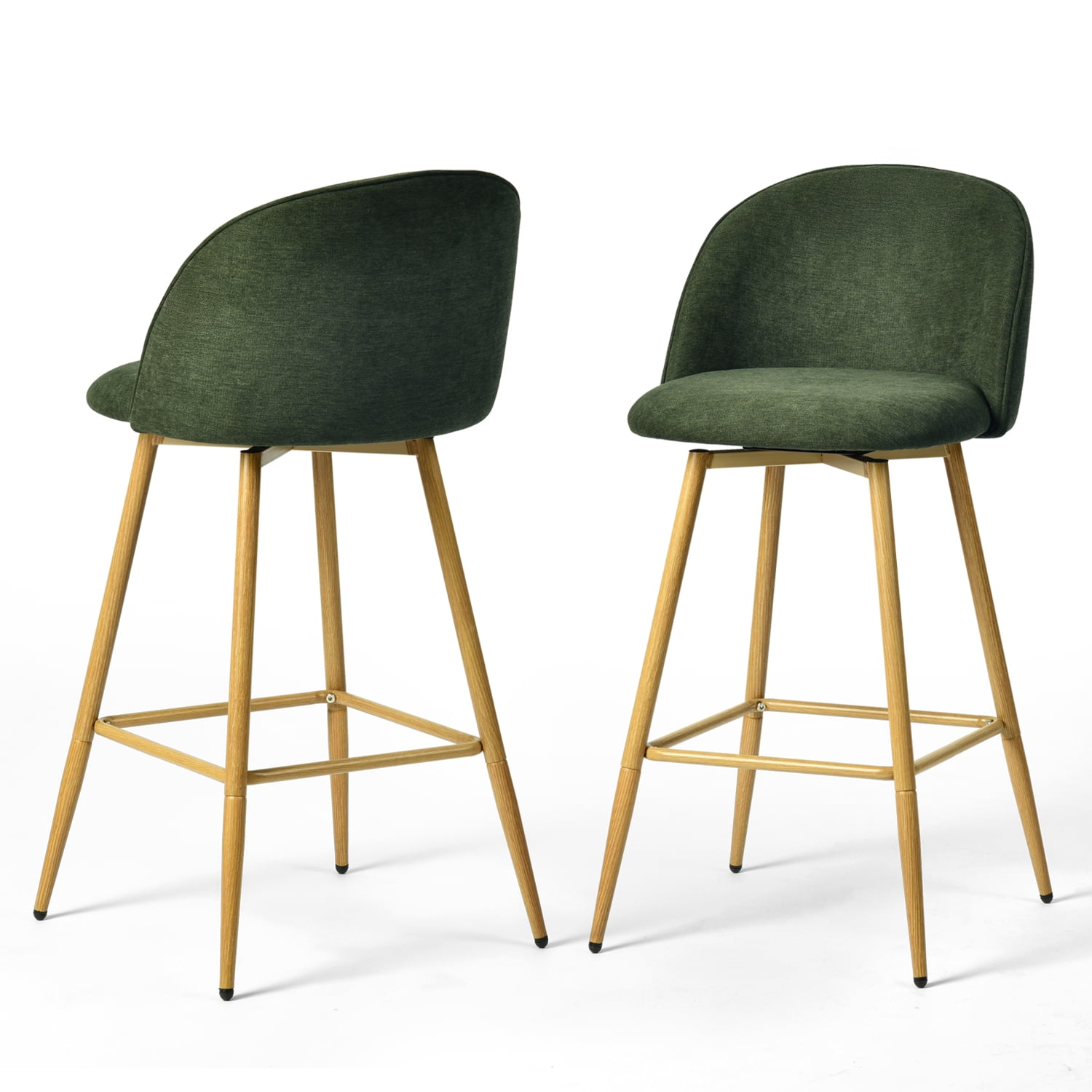 Homy Casa 26" Swivel Counter Height Bar Stools, Set of 2, Kitchen Island Chairs, Forest Green