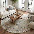 thumbnail image 3 of LR Home Aiden 7'3" Round Tan/Cream Floral Bloom Area Rug, 3 of 7