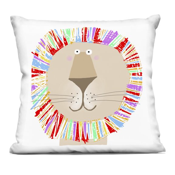 Stupell Industries - Smiling Rainbow Lion Throw Pillow 18" x 18" by Carla Daly