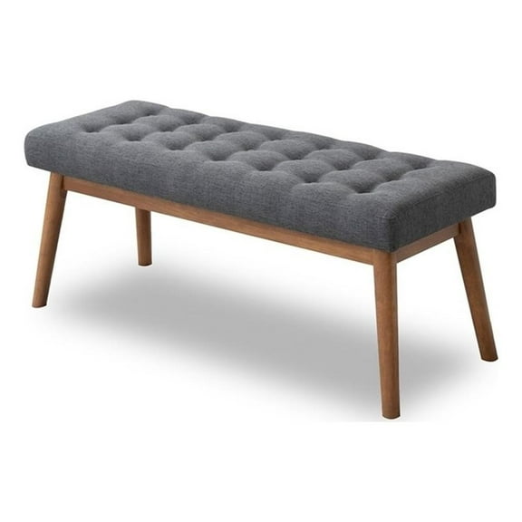 Allora Mid Century Modern Fabric Bench in Gray