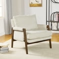 thumbnail image 2 of Roundhill Furniture Kelly Mid-Century Rubber Wood Velvet Serpentine Springs Foam Solid Print Armchair, White, 2 of 17