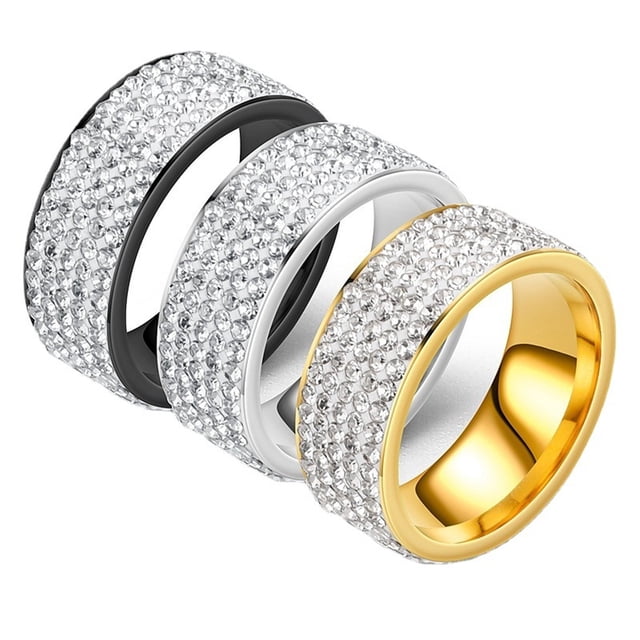 Contemporary Five Ring Stainless Steel Band Set for Modern Couples Matching Jewelry