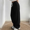 thumbnail image 5 of Oksale Womens Sweat Pants with No Elastic Bottom Baggy Sweatpants with Pockets Casual Drawstring Waisted Straight Leg Joggers for Workout Black 2XL, 5 of 9