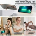 thumbnail image 3 of for iPhone 13 Pro Max Case with Ring Holder Stand Luxury Glitter Plating Gold Edge 360 Rotation Kickstand Phone Case for Women Shockproof Soft Flexible TPU Protective Cover Case-Grey, 3 of 12