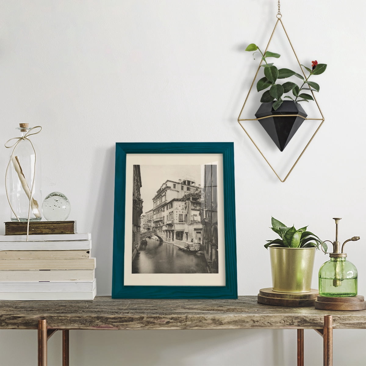 Vintage Views of Venice VI - Framed Print w/glass - Ocean Blue