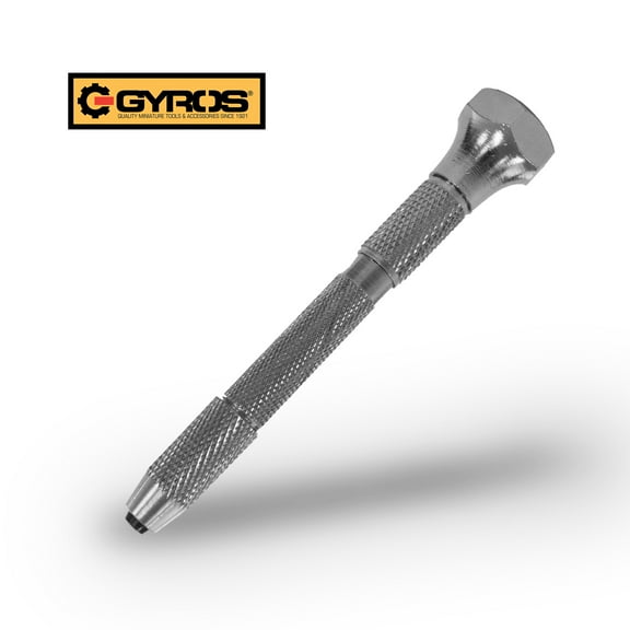 Gyros Professional Swivel Head Pin Vise Hand Drill | Anti-Slip Nickel Plated Steel Body |With Two Reversible Collets for Precision Drilling | Size Range of 0” (0 mm) to 3/32” (2.381mm) (97-01818