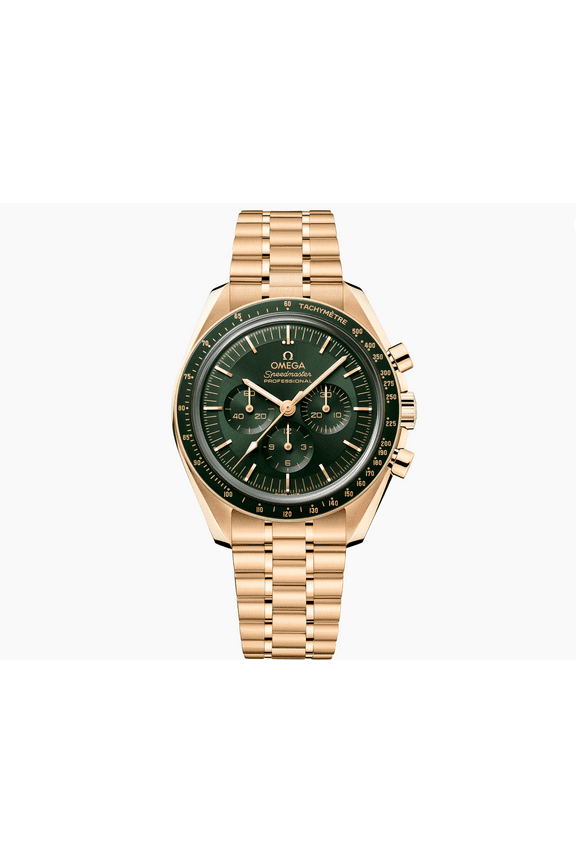 Pre-Owned Omega Speedmaster Moonwatch Professional - 42mm Green Dial in 18K Moonshine Gold