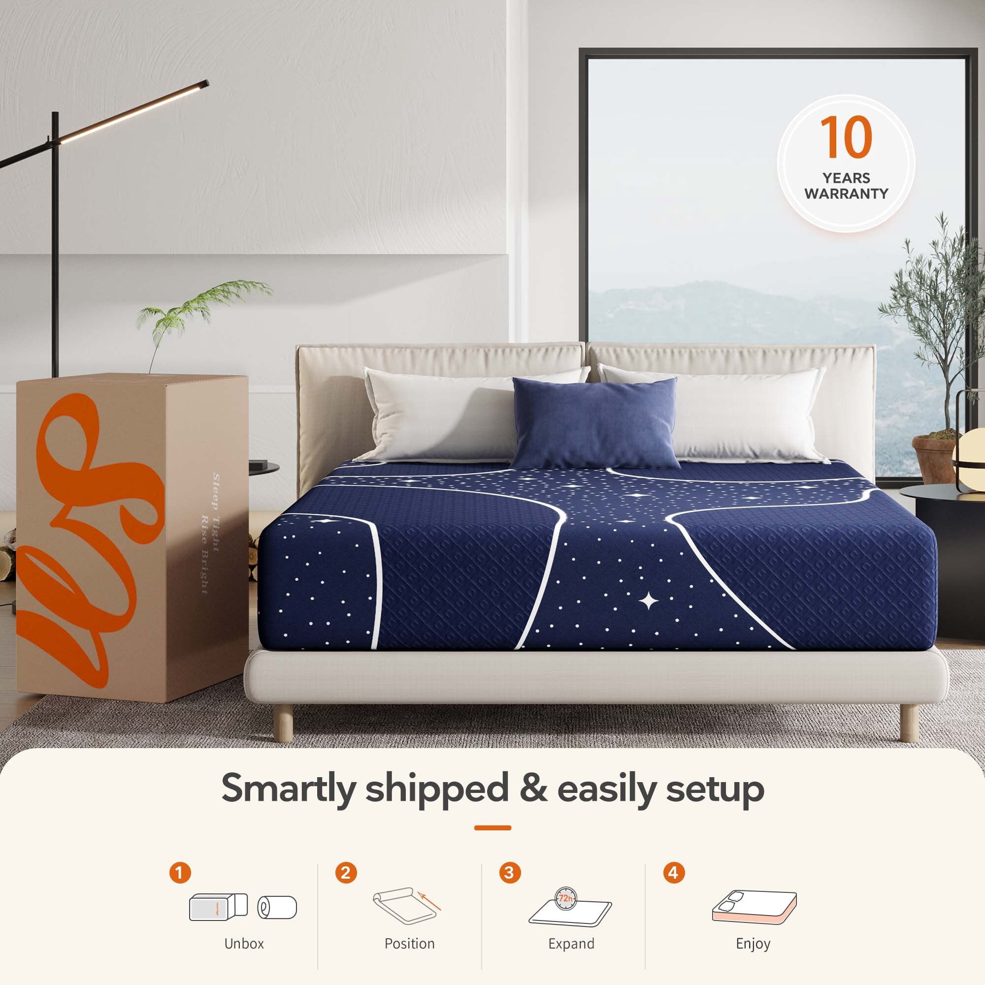 Sweetnight Starry Night 14'' CertiPUR-US Certified Adult Pocket Spring Hybrid Mattress Queen Size