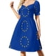thumbnail image 2 of Vestido de manga corta con bandera de la UE para mujer, ropa de mujer, vestido de verano, falda, vestido, 2 of 7