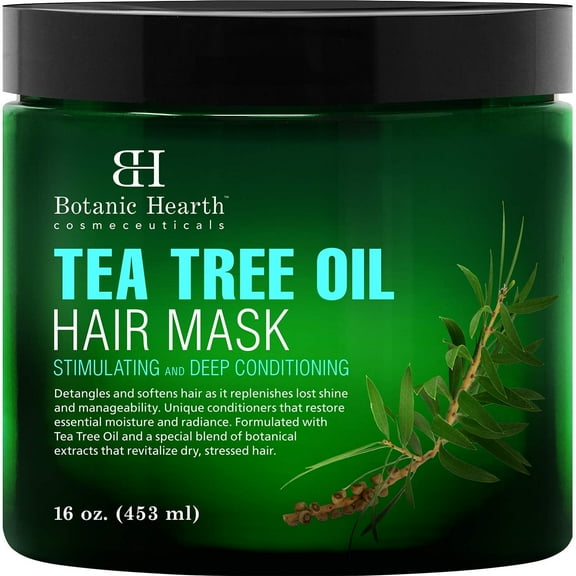 Botanic Hearth Tea Tree Hair Mask & Deep Conditioner, Moisturizes & Protects Hair & Scalp - with Soy Protein, Vitamin E, Collagen, Keratin & Coconut Oil - 16 oz