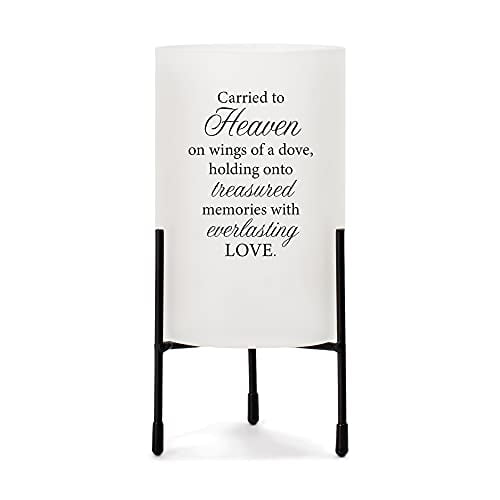 Carried Heaven On Wings Classic White 8 x 4 Glass Hurricane Candle Holder