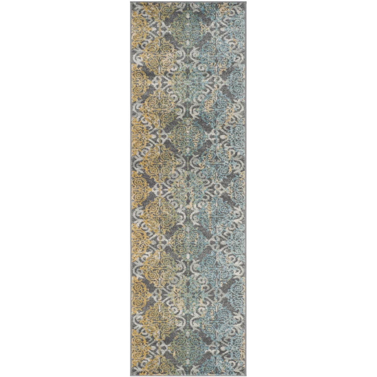 SAFAVIEH Evoke Keith Damask Distressed Area Rug, Grey/Ivory, 4' x 6'