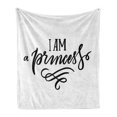 thumbnail image 1 of I am a Princess Soft Flannel Fleece Throw Blanket, Girlish Feminine Words Well-being Happiness Self-Love Theme Print, Cozy Plush for Indoor and Outdoor Use, 50" x 60", Black and White, by Ambesonne, 1 of 6