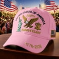thumbnail image 2 of U.S.A. 250th Anniversary Commemorative Hat, Embroidered Adjustable 250 Anniversary USA Hat, Patriotic Bald Eagle Baseball Cap (4pcs, Pink), 2 of 6