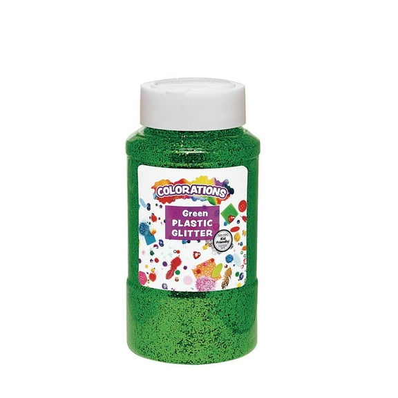 Colorations Extra-Safe Plastic Glitter, Green - 1 lb.