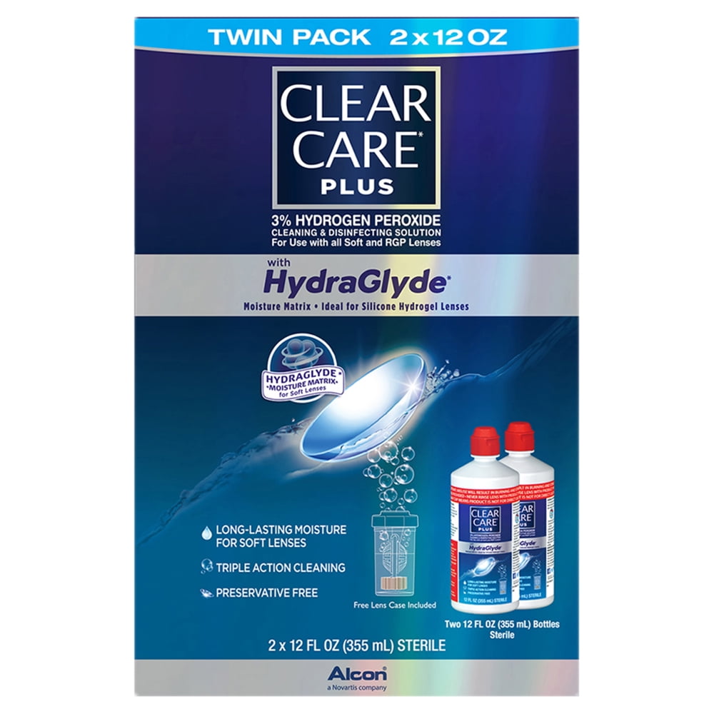 Clear Care Plus Cleaning Solution w/ HydraGlyde Twin Pack, 4 Total 12