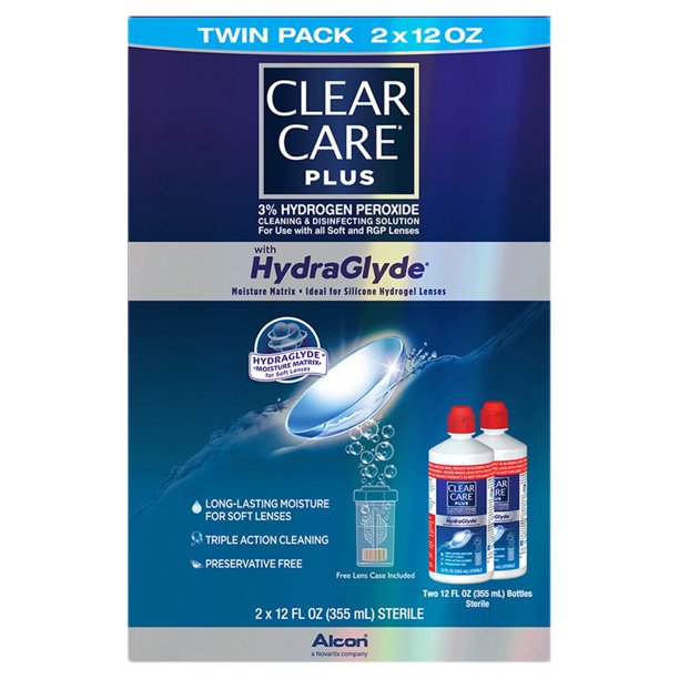 Clear Care Plus Cleaning Solution w/ HydraGlyde Twin Pack, 4 Total 12