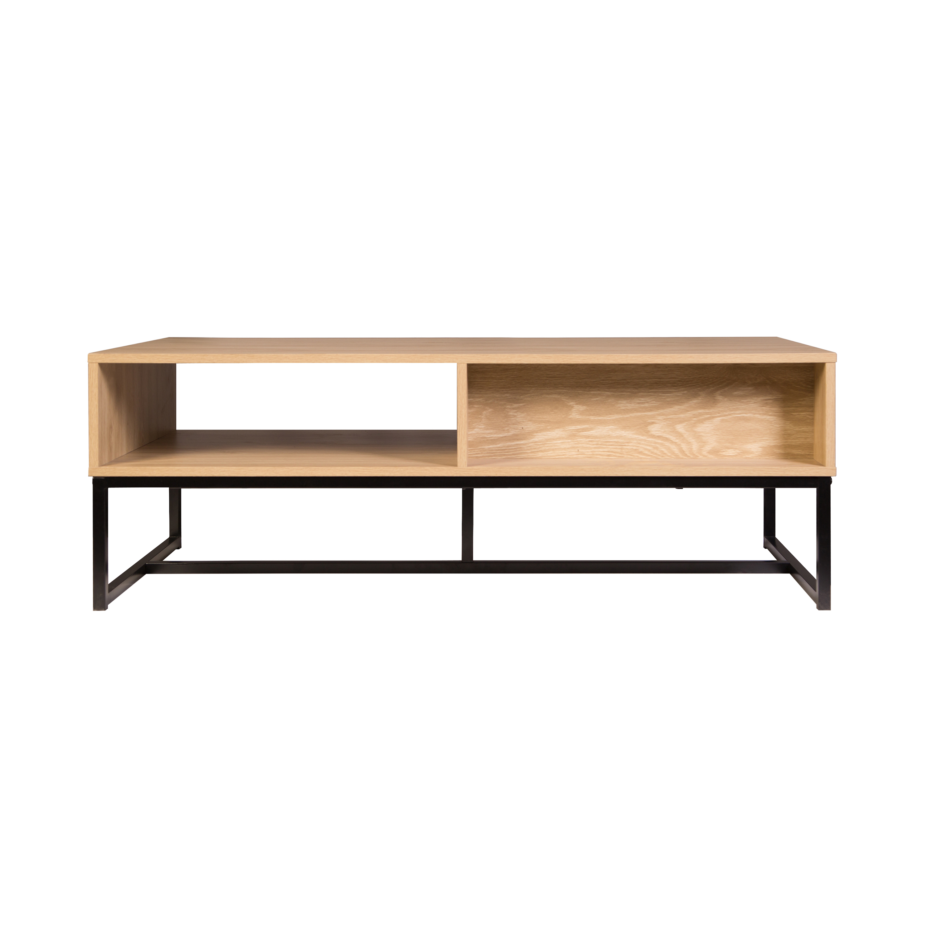 Cove Coastal Modern TV Stand with Storage Cubby and Drawer, Natural Wood