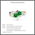 thumbnail image 5 of Gem Stone King 1.70 Ct Round Green Created Emerald 925 Silver and 10K Yellow Gold Lab Grown Diamond Two Stone Crossover Ring (Size 9), 5 of 5