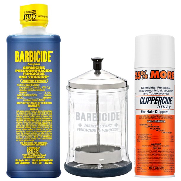 King Research Barbicide Disinfectant 16oz + Disinfectant Mid Jar