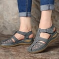 thumbnail image 5 of ZTTD Thick Sole Sandals for Women Soft Leather Closed Toe Vintage Anti Slip Sandals Thick Sole Shoes Hollow Sandals Gray, 5 of 5