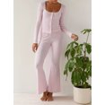 thumbnail image 2 of Y2k Fairy 2 Piece Pajamas Set Long Sleeve Button Down Fitted Crop Top Leggings Set Women Casual Lounge Pants Outfits Sleepwear, 2 of 3