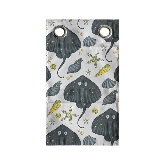 Underwater Hanging Pocket Organizer, Funny Stingray and Starfish Nautilus Sea Shells Ocean Exotic Fish Doodle, Printed Polyester Storage Bag with Pockets, 9" x 16", Grey Pale Green