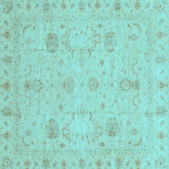 Ahgly Company Indoor Square Oriental Light Blue Traditional Area Rugs, 5' Square