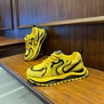 thumbnail image 5 of Men's Breathable Mesh American Street Style Dad Sneakers • Thick Platform Height Increase • Vibrant Yellow and Black Stripes • All-Season Casual Training Running Shoes, 5 of 9