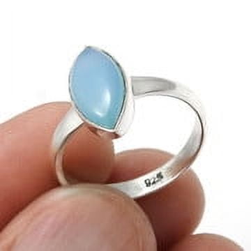 Chalcedony Stone Solid 925 Silver Anniversary Mother Band Birthday Ring Jewelry Size 6