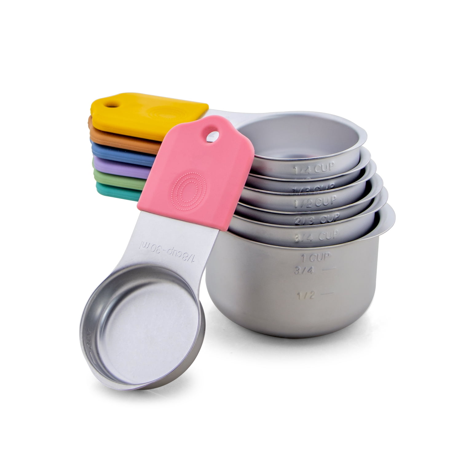 Stainless Steel Magnetic Stackable Collapsible for Liquid Dry Ingredients Measuring Cup Set, Set of 7, Multi-Color