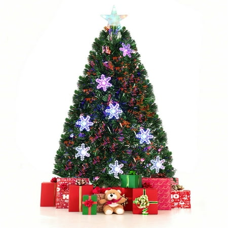 Gymax Fiber Optic 3' PVC Artificial Christmas Tree LED Lights Snowflakes (Best Artificial Christmas Tree Uk)