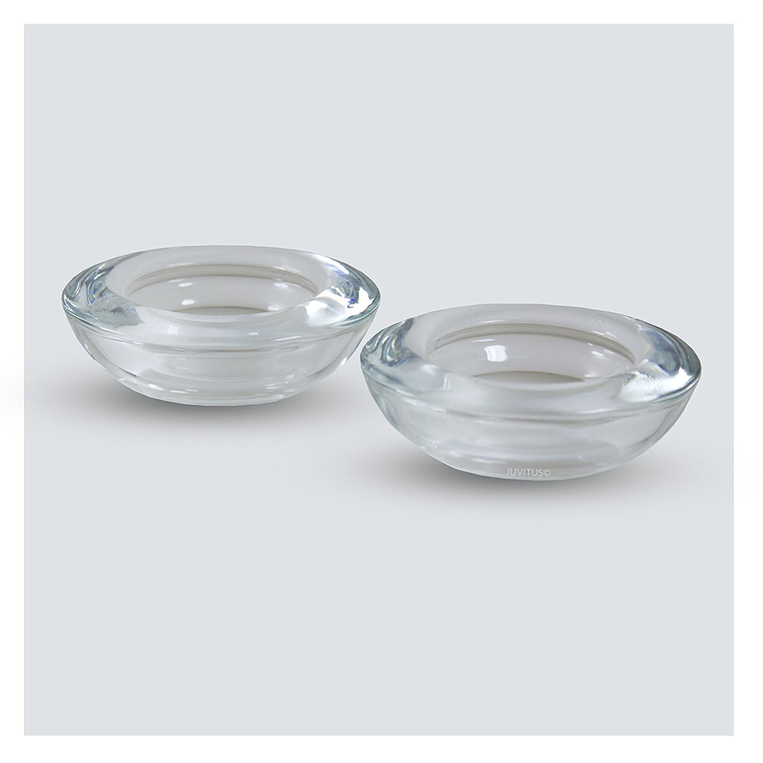 Round Clear Thick Glass Candle Holders Perfect For Tea Light And Standard Votive Candles 2